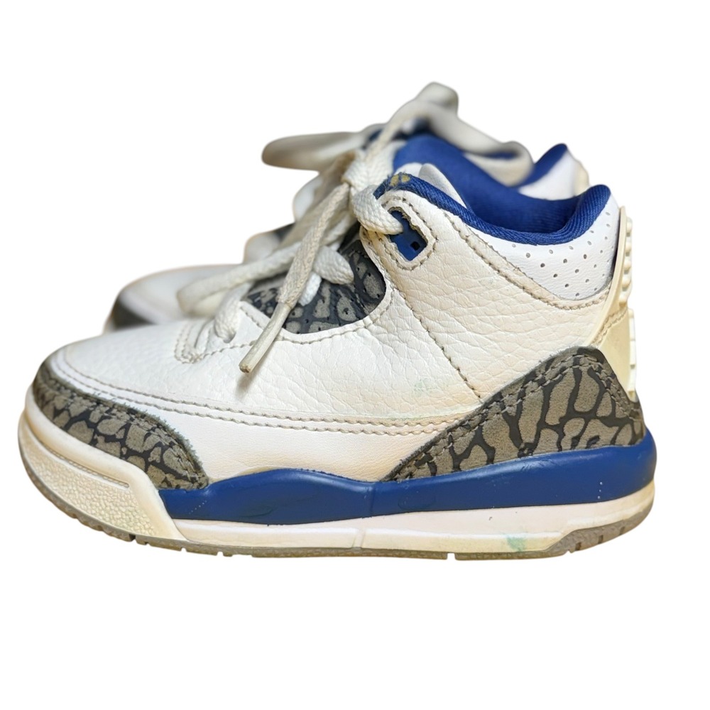 Jordan 3 Retro Wizards White True Blue‎ Toddler Shoes DM0968-148 Size 5C